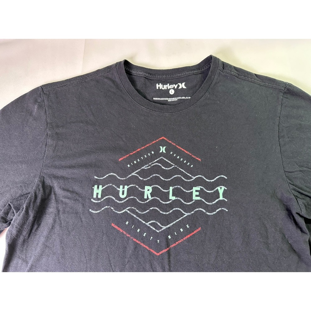 Hurley Shirt Men Large Black Nineteen Hundred Ninety Nine Wave Graphic Logo Surf